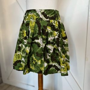 Green tie dye print mini skirt with pockets